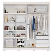 Guarda Roupa Casal com Espelho e Pés 2 Portas de Correr 100 MDF Ayla Panan - 3