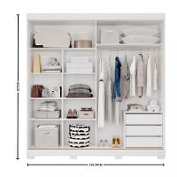 Guarda Roupa Casal com Espelho e Pés 2 Portas de Correr 100 MDF Ayla Panan - 4