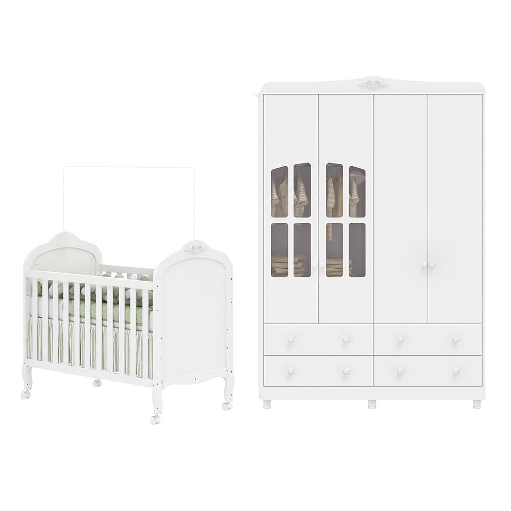Quarto de Bebê Completo com Berço Mini Cama  e Guarda Roupa 100 MDF com Janela Elô New Móveis Peroba - 2