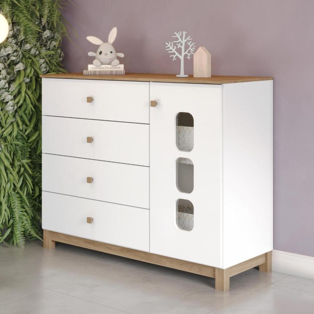 Cômoda Infantil 1 Porta 4 Gavetas Aconchego Henn - 1