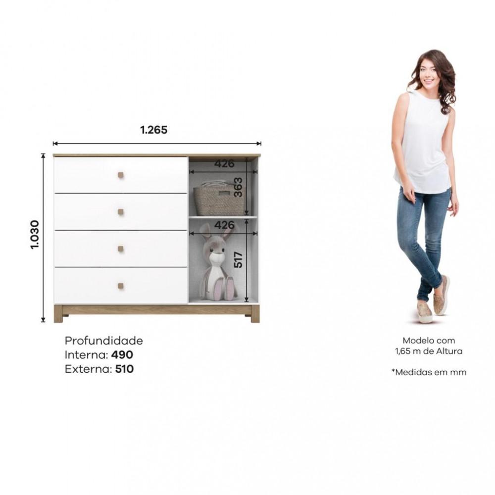 Cômoda Infantil 1 Porta 4 Gavetas Aconchego Henn - 4