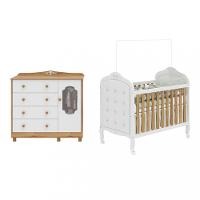 Quarto de Bebê com Berço Min Cama com Capitonê e Cômoda 100 MDF Elô New Noah Móveis Peroba - 2