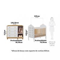 Quarto de Bebê com Berço Min Cama com Capitonê e Cômoda 100 MDF Elô New Noah Móveis Peroba - 3