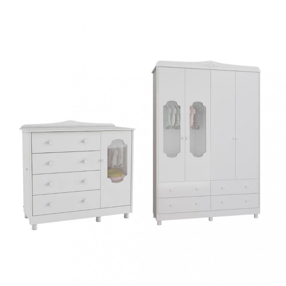 Quarto de Bebê com Guarda Roupa e Cômoda 100 MDF Elô New Noah Móveis Peroba - 2
