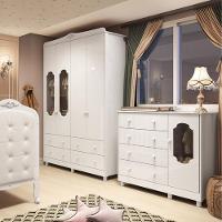 Quarto de Bebê com Guarda Roupa e Cômoda 100 MDF Elô New Noah Móveis Peroba - 1