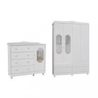 Quarto de Bebê com Guarda Roupa e Cômoda 100 MDF Elô New Noah Móveis Peroba - 2