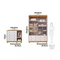 Quarto de Bebê com Guarda Roupa e Cômoda 100 MDF Elô New Noah Móveis Peroba - 3