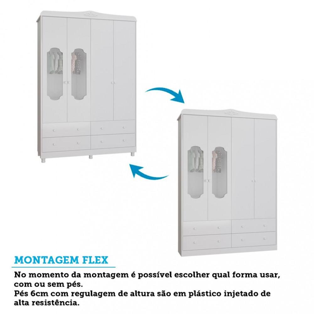 Quarto de Bebê Completo com Berço Mini Cama com capitonê Guarda Roupa e Cômoda 100 MDF Elô New Noah Móveis Peroba - 5