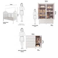 Quarto de Bebê Completo com Berço Mini Cama com capitonê Guarda Roupa e Cômoda 100 MDF Elô New Noah Móveis Peroba - 3