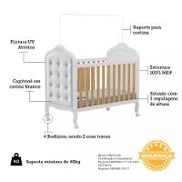 Quarto de Bebê Completo com Berço Mini Cama com capitonê Guarda Roupa e Cômoda 100 MDF Elô New Noah Móveis Peroba - 5