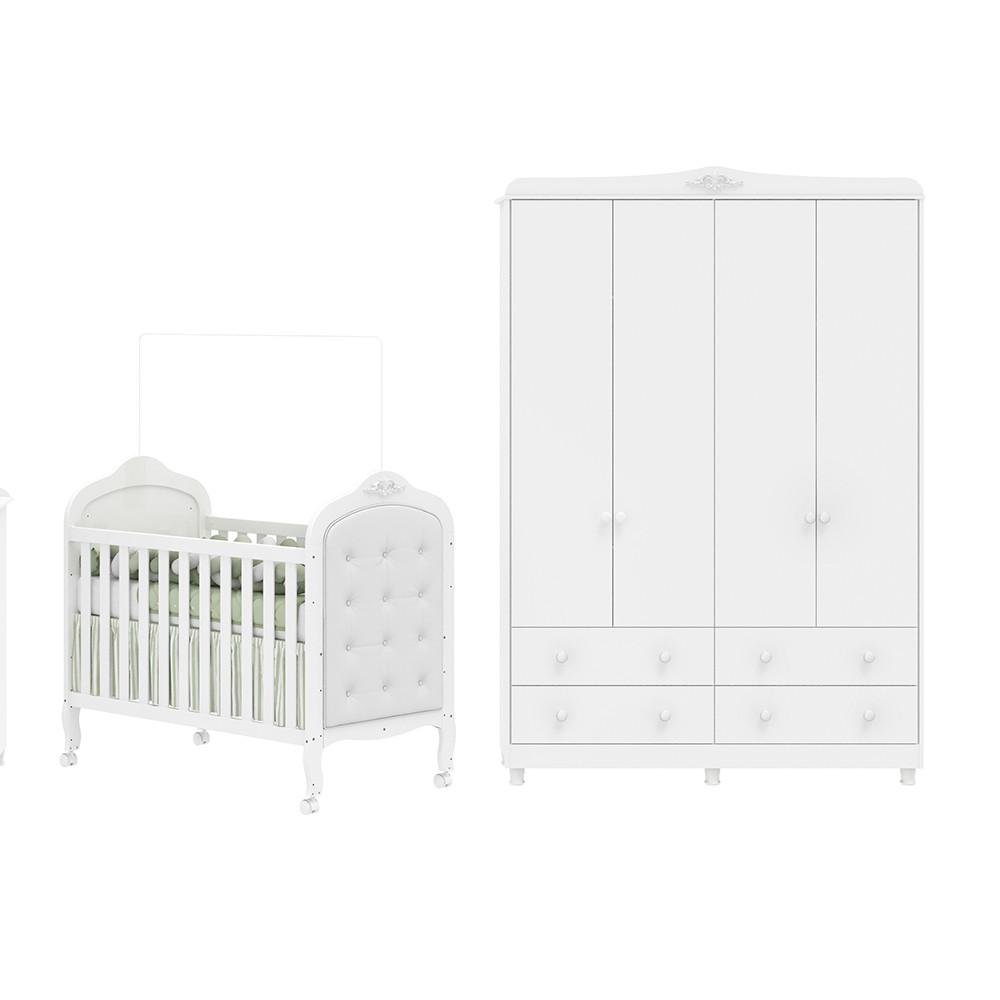 Quarto de Bebê Completo com Berço Mini Cama  com Capitonê e Guarda-Roupa 100 MDF Elô New Móveis Peroba - 2