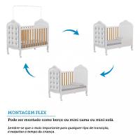 Quarto de Bebê com Berço Mini Cama com capitonê e Guarda Roupa 100 MDF Elô New Noah Móveis Peroba
