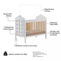 Quarto de Bebê com Berço Mini Cama com capitonê e Guarda Roupa 100 MDF Elô New Noah Móveis Peroba - 5