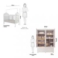 Quarto de Bebê com Berço Mini Cama com capitonê e Guarda Roupa 100 MDF Elô New Noah Móveis Peroba - 3