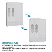 Quarto de Bebê com Berço Mini Cama com capitonê e Guarda Roupa 100 MDF Elô New Noah Móveis Peroba