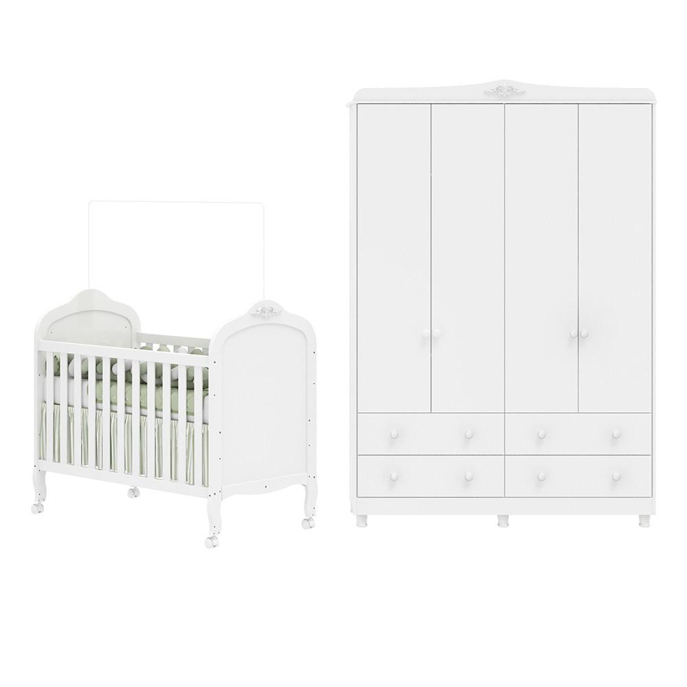 Quarto de Bebê Completo com Berço Mini Cama e Guarda-Roupa 100 MDF Elô New Móveis Peroba - 2