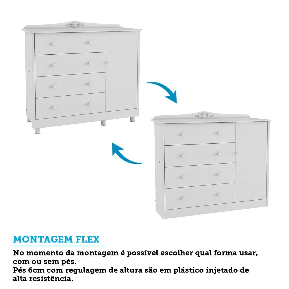 Quarto de Bebê Completo com Berço Mini Cama Guarda-Roupa e Cômoda 100 MDF Elô New Móveis Peroba - 5