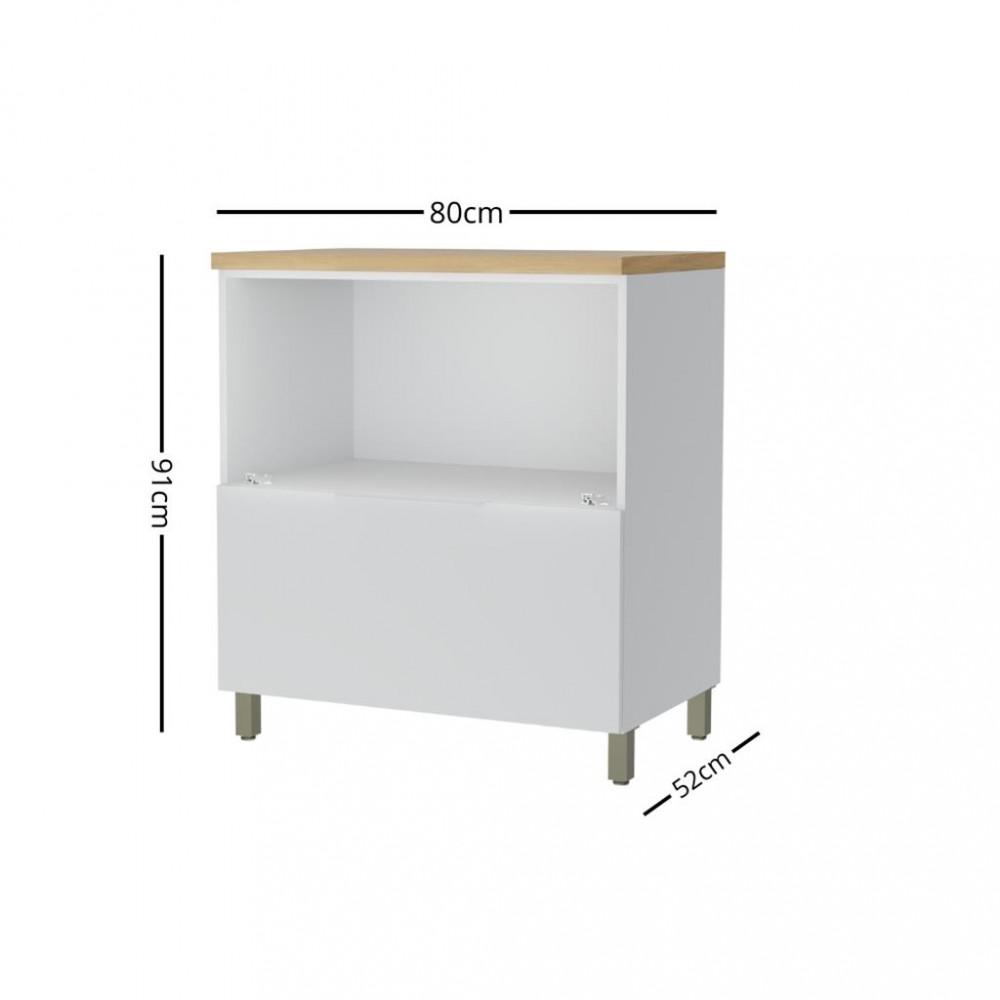Balcão Com Tampo 100 MDF 1 Porta 1 Gaveta 80cm Marquesa Nesher - 3