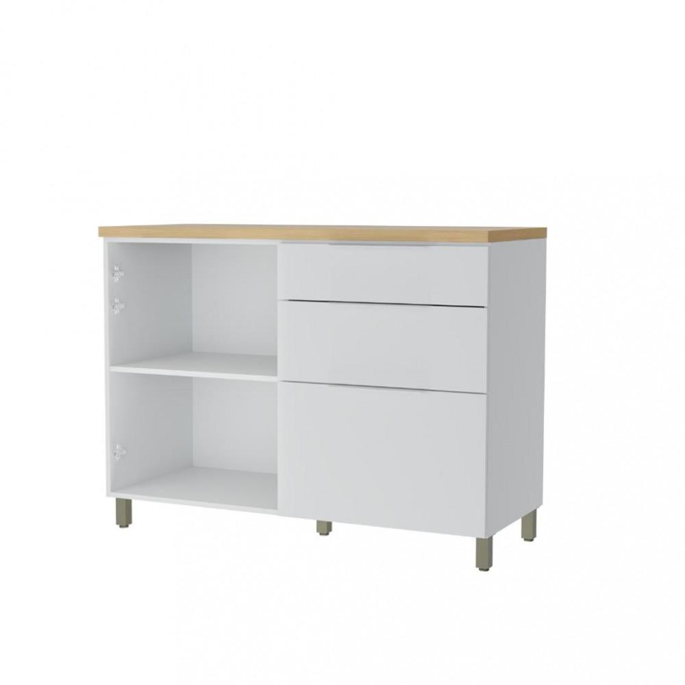 Balcão Com Tampo 100 MDF 1 Portas 3 Gaveta 120cm Marquesa Nesher - 2