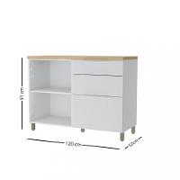 Balcão Com Tampo 100 MDF 1 Portas 3 Gaveta 120cm Marquesa Nesher - 3
