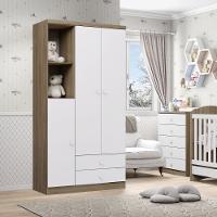 Quarto de Bebê Guarda Roupa 3 Portas 2 Gavetas e Cômoda 5 Gavetas Bala de Menta Henn - 1