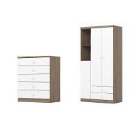 Quarto de Bebê Guarda Roupa 3 Portas 2 Gavetas e Cômoda 5 Gavetas Bala de Menta Henn - 2