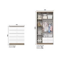 Quarto de Bebê Guarda Roupa 3 Portas 2 Gavetas e Cômoda 5 Gavetas Bala de Menta Henn - 3