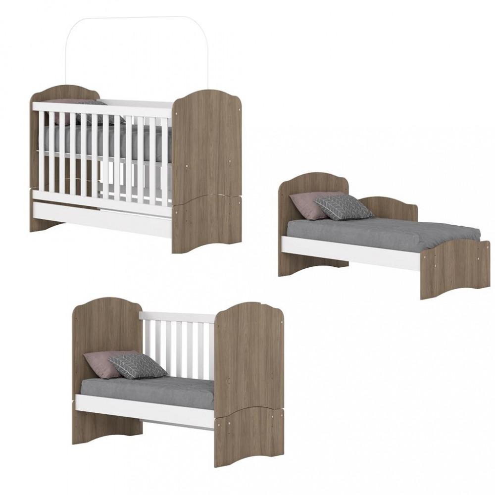 Quarto de Bebê Berço Mini Cama e Guarda Roupa 3 Portas 2 Gavetas Bala de Menta Henn - 4