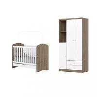 Quarto de Bebê Berço Mini Cama e Guarda Roupa 3 Portas 2 Gavetas Bala de Menta Henn - 2