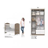 Quarto de Bebê Berço Mini Cama e Guarda Roupa 3 Portas 2 Gavetas Bala de Menta Henn - 3