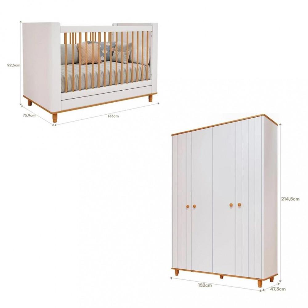 Quarto de Bebê Completo Berço e Guarda Roupa 4 Portas 100 MDF Lívia Permobili - 3