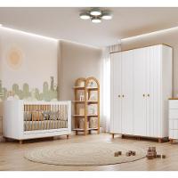 Quarto de Bebê Completo Berço e Guarda Roupa 4 Portas 100 MDF Lívia Permobili - 1