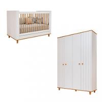 Quarto de Bebê Completo Berço e Guarda Roupa 4 Portas 100 MDF Lívia Permobili - 2