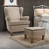 Poltrona de Amamentação Maria Vitoria Fixa com Pés de Madeira e Puff Phoenix Baby - 1