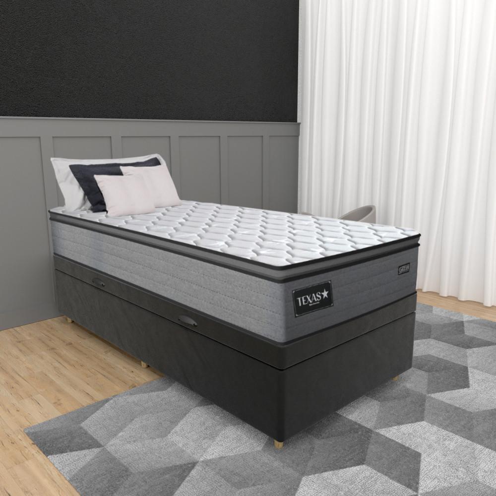Cama Box Baú Solteiro 88cm Molas Ensacadas D28 Texas Gazin JSW - 1