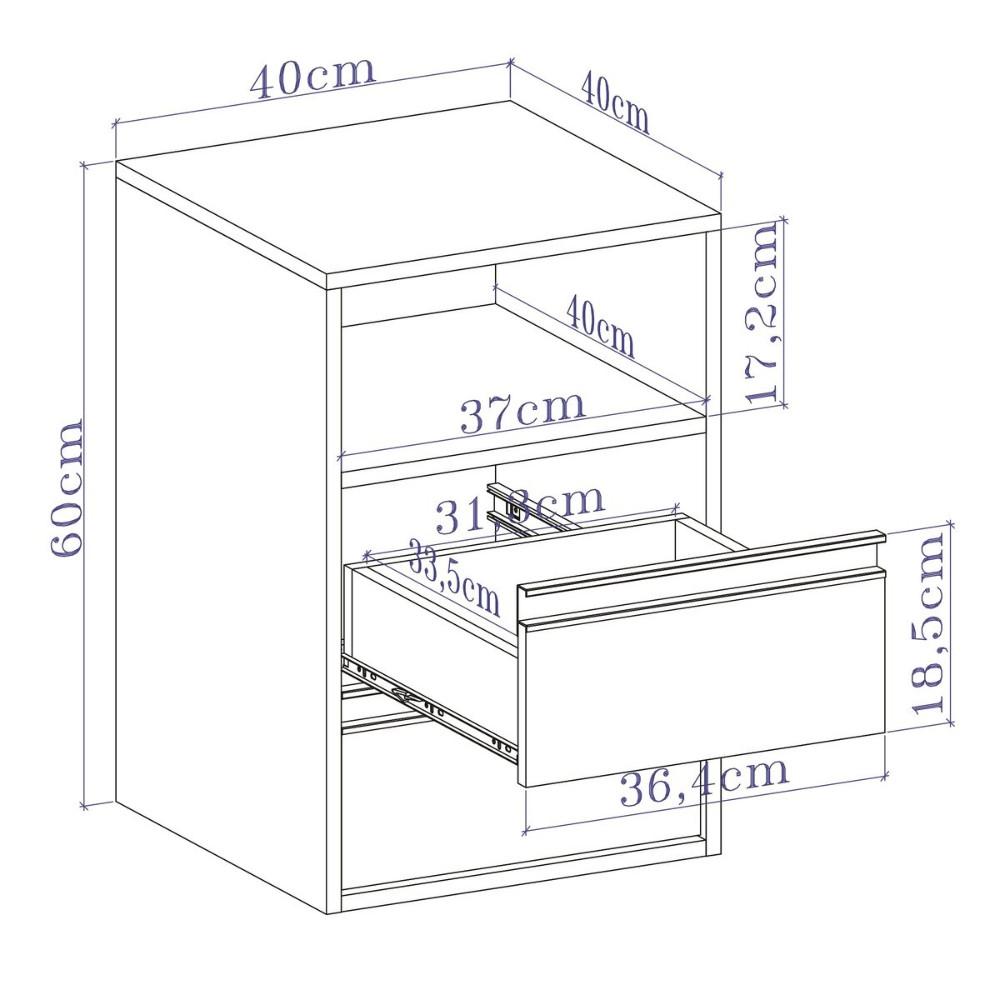 Mesa de Cabeceira 2 Gavetas 100 MDF Select Belmax - 3