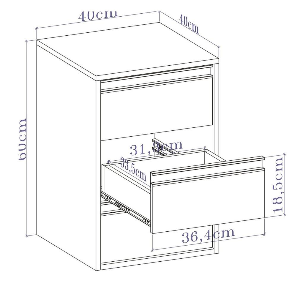 Mesa de Cabeceira 3 Gavetas 100 MDF  Select Belmax - 3