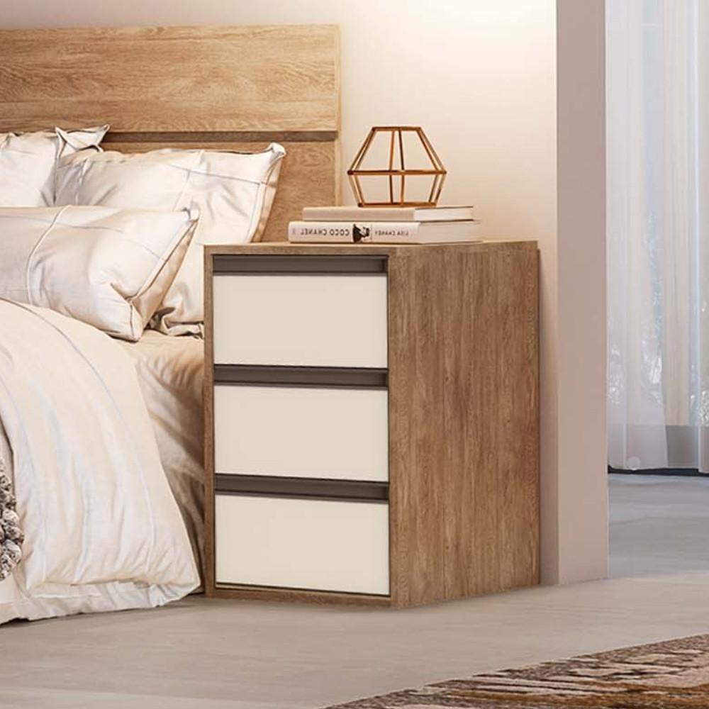 Mesa de Cabeceira 3 Gavetas 100 MDF Select Belmax - 1