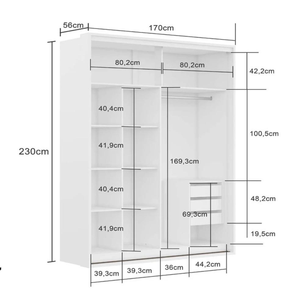 Guarda Roupa Casal 2 Portas de Correr 100 MDF Qualitá Belmax - 3