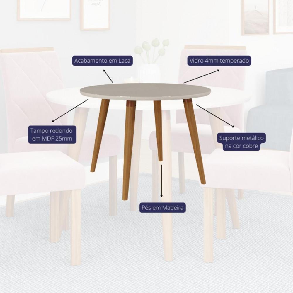 Mesa de Jantar 110 cm Com Vidro Dani Cimol - 2