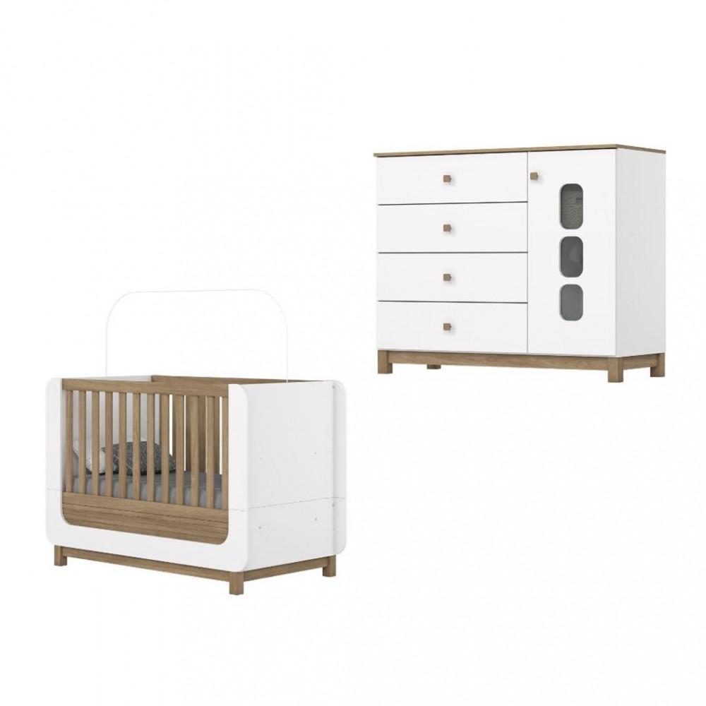 Quarto de Bebê Berço e Cômoda 4 Gavetas Aconchego Henn - 2