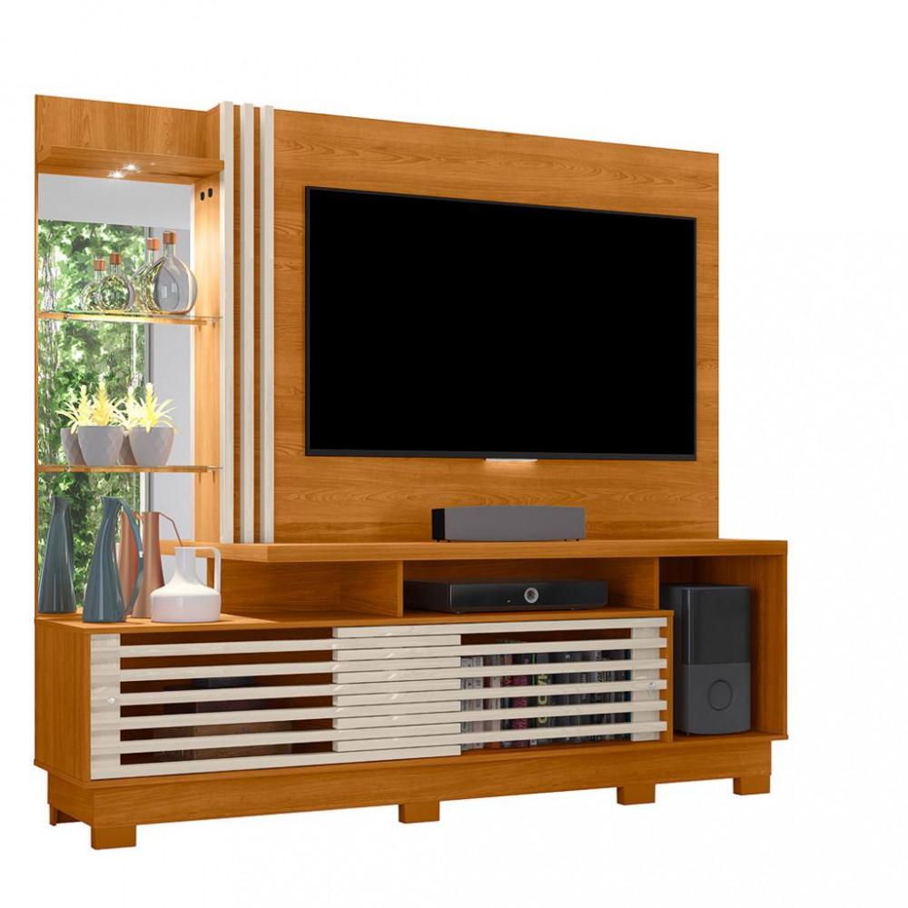 Estante Home para TV até 60 Polegadas com LED Espelho e Prateleira de Vidro 2 Portas de Correr com Pés Frizz Plus Madetec - 2