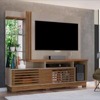 Estante Home para TV até 60 Polegadas com LED Espelho e Prateleira de Vidro 2 Portas de Correr com Pés Frizz Plus Madetec - 1