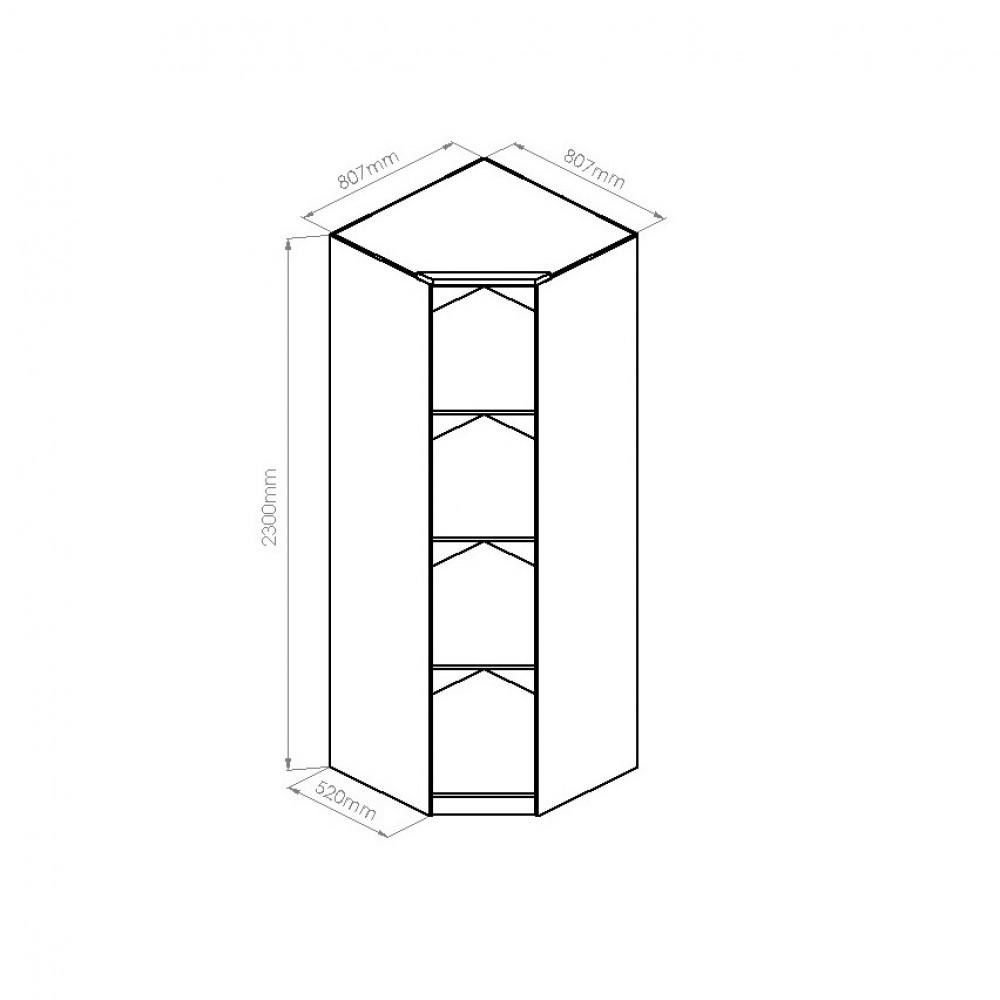 Guarda Roupa de Canto Modulado com Espelho 1 Porta Elegance Móveis Castro - 3