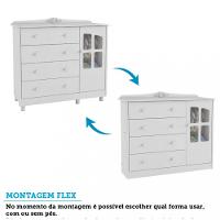 Cômoda Infantil 4 Gavetas 1 Porta com Janela 100 MDF Elo Móveis Peroba - 2