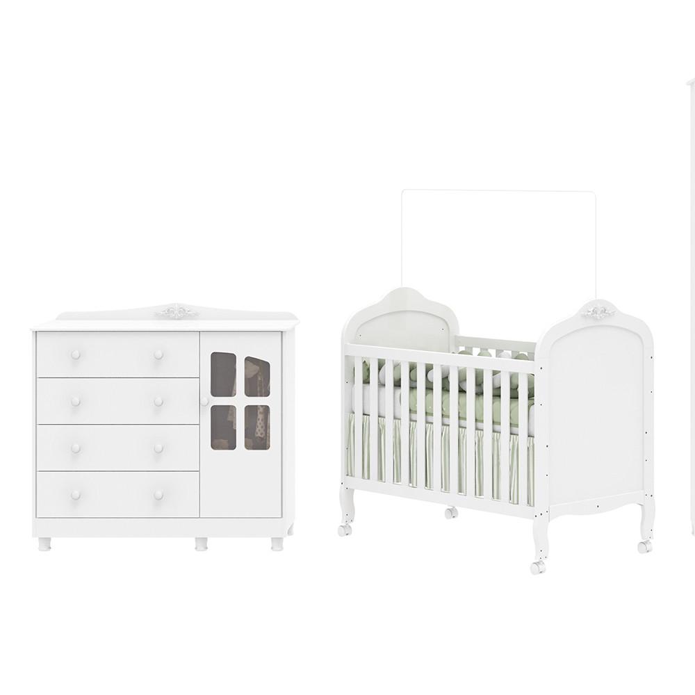 Quarto de Bebê Completo com Berço Mini Cama  e Cômoda 100 MDF com Janela Elô New Móveis Peroba - 2