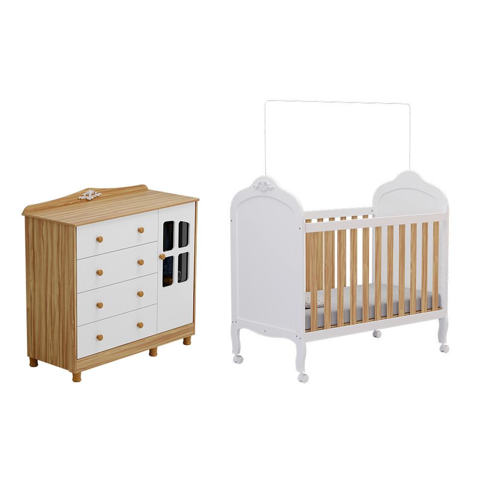 Quarto de Bebê Completo com Berço Mini Cama  e Cômoda 100 MDF com Janela Elô New Móveis Peroba - 2