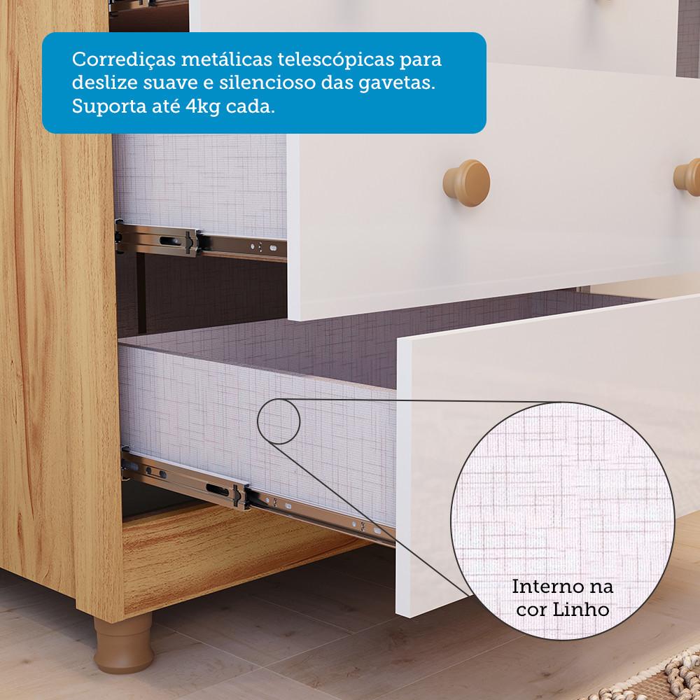 Quarto de Bebê Completo com Berço Mini Cama  e Cômoda 100 MDF com Janela Elô New Móveis Peroba - 6