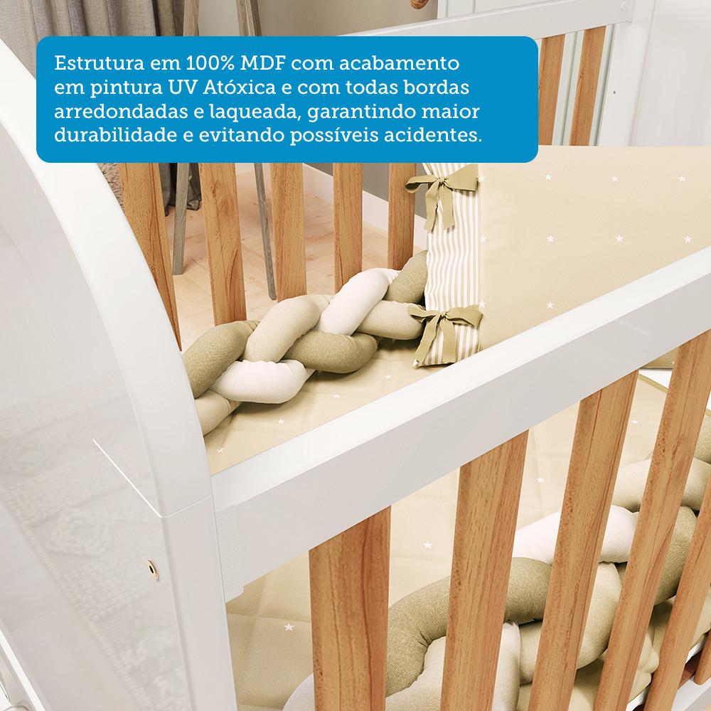 Quarto de Bebê Completo com Berço Mini Cama  e Cômoda 100 MDF com Janela Elô New Móveis Peroba - 7