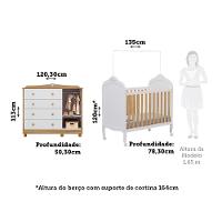 Quarto de Bebê Completo com Berço Mini Cama  e Cômoda 100 MDF com Janela Elô New Móveis Peroba - 3
